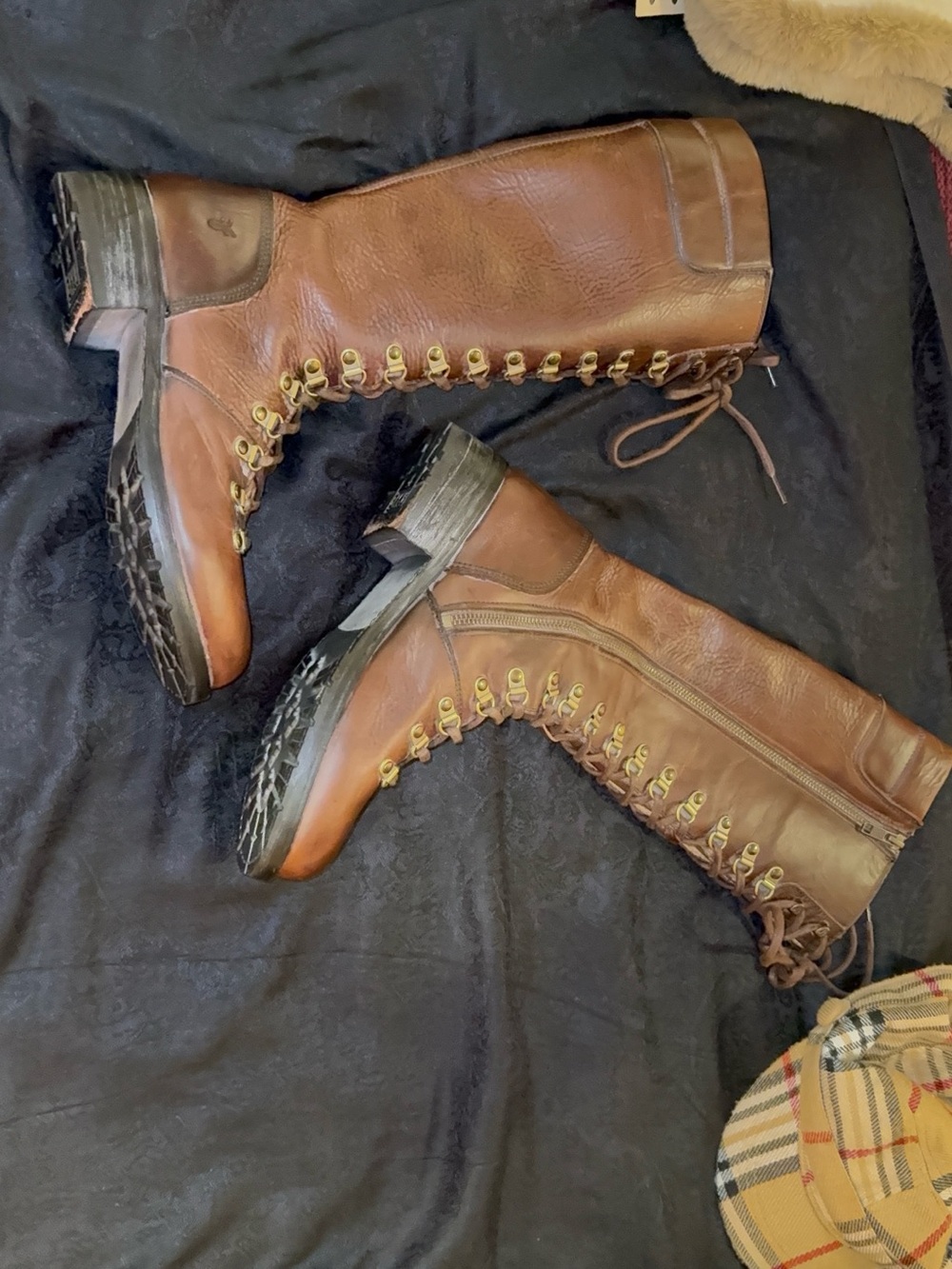 Black Label Frye Dark Brown Knee-High Lace-Up Boots amazing condition RARE - Picture 5 of 12